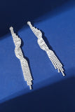 Silver Rhinestones Long Earrings