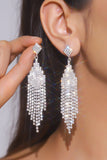 Shiny Silver Tassel Rhinestones Earrings