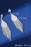 Shiny Silver Tassel Rhinestones Earrings