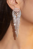 Shiny Silver Long Tassel Rhinestones Earrings