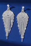 Silver Tassel Long Rhinestones Earrings