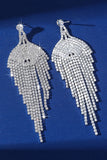 Silver Tassel Long Rhinestones Earrings