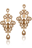 Golden Beaded Rhinestones Drop Earrings