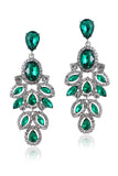 Dark Green Rhinestones Beaded Drop Earrings