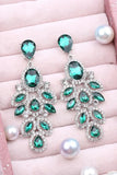 Dark Green Rhinestones Beaded Drop Earrings