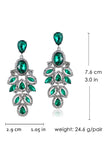 Dark Green Rhinestones Beaded Drop Earrings