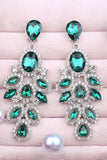 Dark Green Rhinestones Beaded Drop Earrings