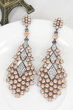 Golden Rhinestones Tear Drop Shaped Earrings