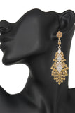 Golden Rhinestones Tear Drop Shaped Earrings