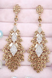 Golden Rhinestones Tear Drop Shaped Earrings