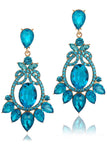Blue Rhinestones Drop Party Earrings