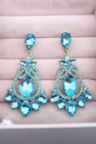 Blue Rhinestones Drop Party Earrings