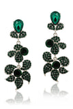 Dark Green Rhinestone Dangle Earrings
