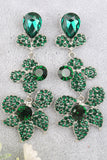 Dark Green Rhinestone Dangle Earrings