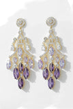 Purple Rhinestone Dangle Earrings