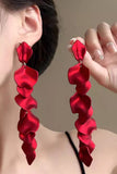 Red Petal Shaped Long Earrings