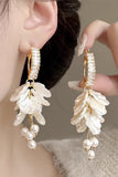 White Flowers Pearls Earrings