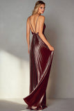 Metallic Coffee A Line Halter Pleated Long Wedding Guest Dress