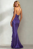 Dark Purple Mermaid Ruffle Ruched Long Formal Dress
