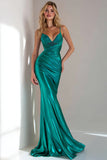 Peacock Green Mermaid Ruched Formal Dress