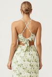Green Flower A Line Ruched Spaghetti Straps Long Wedding Guest Dress
