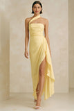 Daffodil Strapless A Line Wedding Guest Dress with Slit