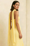 Daffodil Strapless High Low Ruffle Wedding Guest Dress with Streamer