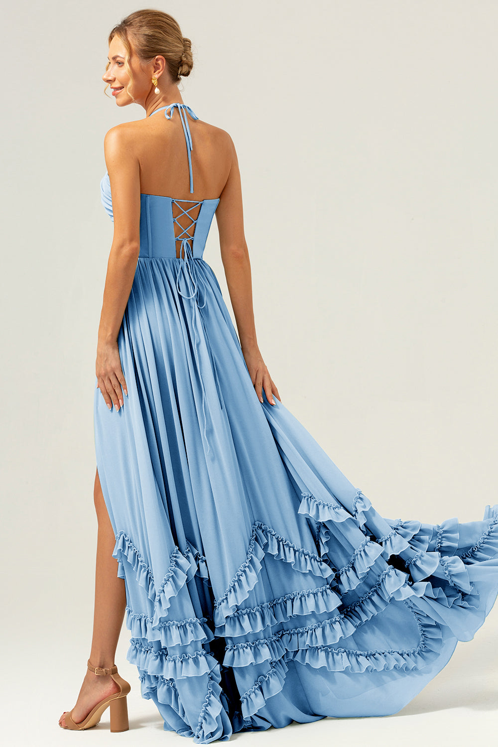Wedtrend Women A Line Bridesmaid Dress with Slit Halter Lace Up Back Chiffon Long Wedding Guest Dress WEDTREND Wedtrend Women A Line Bridesmaid Dress with Slit Halter Lace Up Back Chiffon Long Wedding Guest Dress WEDTREND