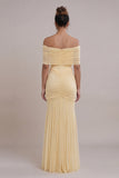 Daffodil Off the Shoulder Ruched Mermaid Long Weddding Guest Dress