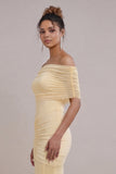 Daffodil Off the Shoulder Ruched Mermaid Long Weddding Guest Dress