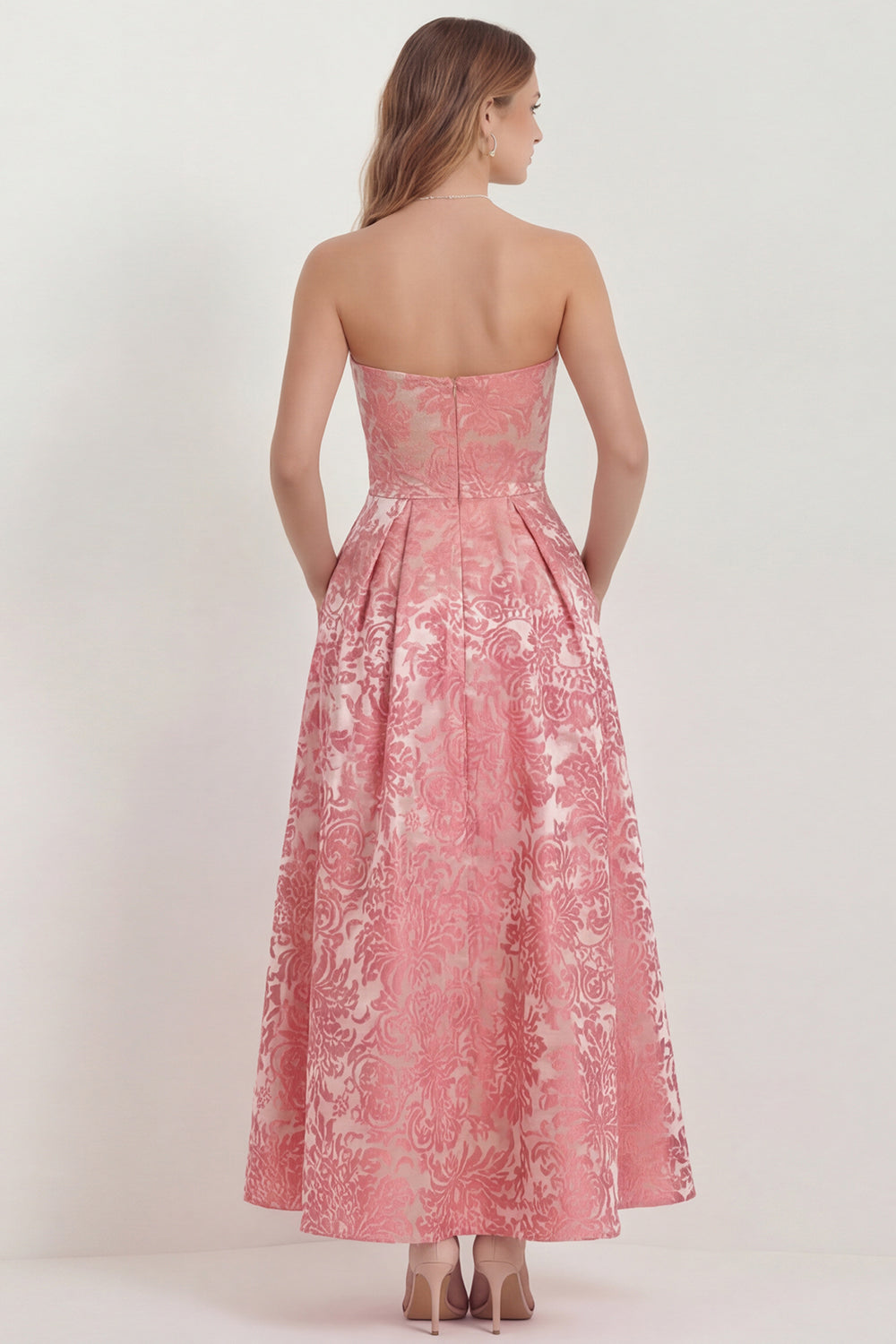 women's dark pink strapless dress for wedding Vbvc Choker Neck Mermaid Maxi Dress,Ladies Bodycon Formal Evening Gown,Elegant Sleeveless Guest Cocktail Women,Hot flowing into a dramatic hem that adds a touch of glamour and to your movements Hot Pink Strapless Ruched Short
