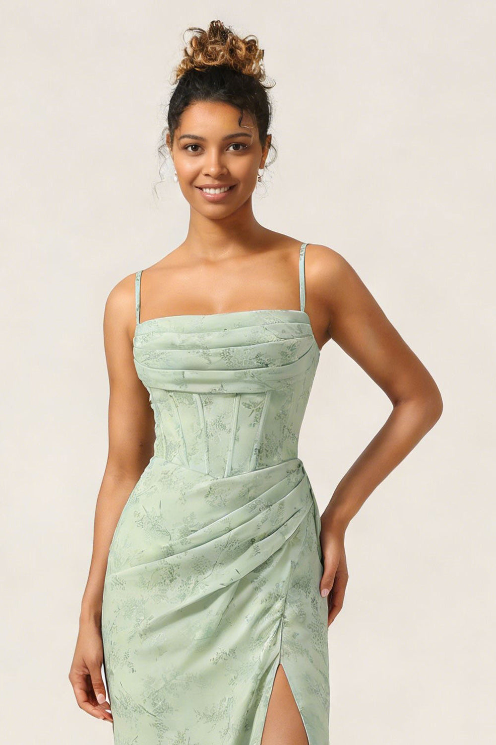 WEDTREND Women Daffodil Sheath Bridesmaid Dress with Slit Chiffon Spaghetti Straps Corset Long Wedding Guest Dress with Lace Up Back WEDTREND Women Daffodil Sheath Bridesmaid Dress with Slit Chiffon Spaghetti Straps Corset Long Wedding Guest Dress with Lace Up Back