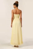 Daffodil A Line Ruched Ruffled Chiffon Bridesmaid Dress with Slit