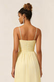 Daffodil A Line Ruched Ruffled Chiffon Bridesmaid Dress with Slit