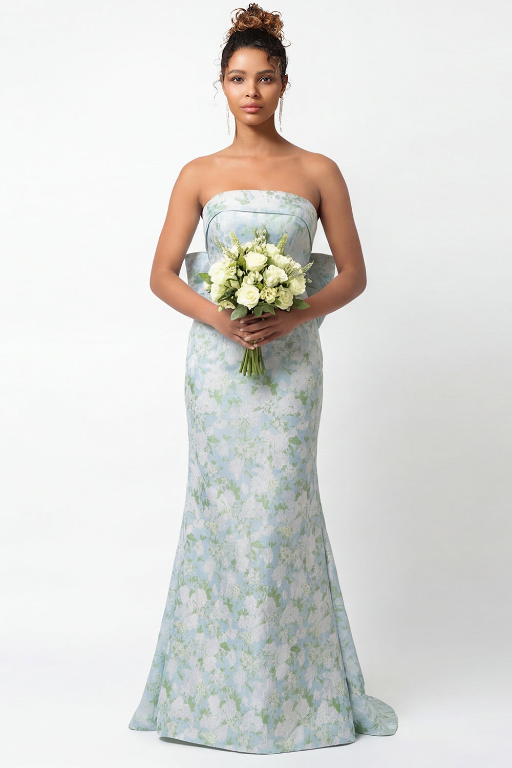 bridesmaid dresses printed fabric Zapaka Women Bridesmaid Dress Blue Floral Print Spaghetti Straps Wedding Party Dress, Blue / US16