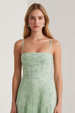 Sage Green Floral A Line Corset Pleated Long Bridesmaid Dress