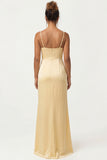 Daffodil Sheath Spaghetti Straps Long Bridesmaid Dress