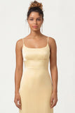 Daffodil Sheath Spaghetti Straps Long Bridesmaid Dress
