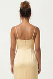 Daffodil Sheath Spaghetti Straps Long Bridesmaid Dress