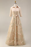 Sage Green Floral A Line Long Mother of the Bride Dress with Bow