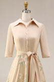 Sage Green Floral A Line Long Mother of the Bride Dress with Bow