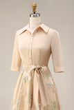 Sage Green Floral A Line Long Mother of the Bride Dress with Bow