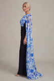 Black Sheath Long Mother of the Bride Dress with Cape