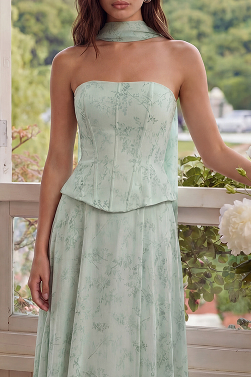 Wedtrend Women 3 Piece Strapless Wedding Guest Dress Corset Dusty Sage Floral Maxi Casual Dress WEDTREND Wedtrend Women 3 Piece Strapless Wedding Guest Dress Corset Dusty Sage Floral Maxi Casual Dress WEDTREND