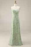 Dusty Sage Floral 2 Piece Chiffon A Line Wedding Guest Dress with Cape