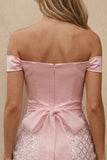 Off the Shoulder Bodycon Sequin Pink Homecoming Dress with Belt