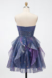 Dusty Blue A Line Sweetheart Short Homecoming Dress with Ruffles