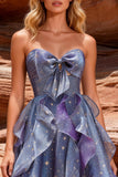 Dusty Blue A Line Sweetheart Short Homecoming Dress with Ruffles