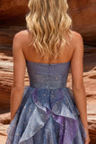 Dusty Blue A Line Sweetheart Short Homecoming Dress with Ruffles