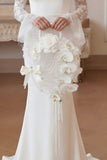 Pearl Hoop Bridal Bouquet with White Orchids